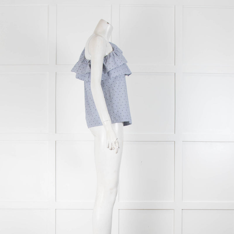 Maje Blue Striped One Sleeve Top