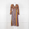 SFIZIO cramel Black Pink Multi Print V-Necked Dress