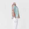 Zimmermann Turquoise and Orange Paisley Blouse with Crystal Buttons
