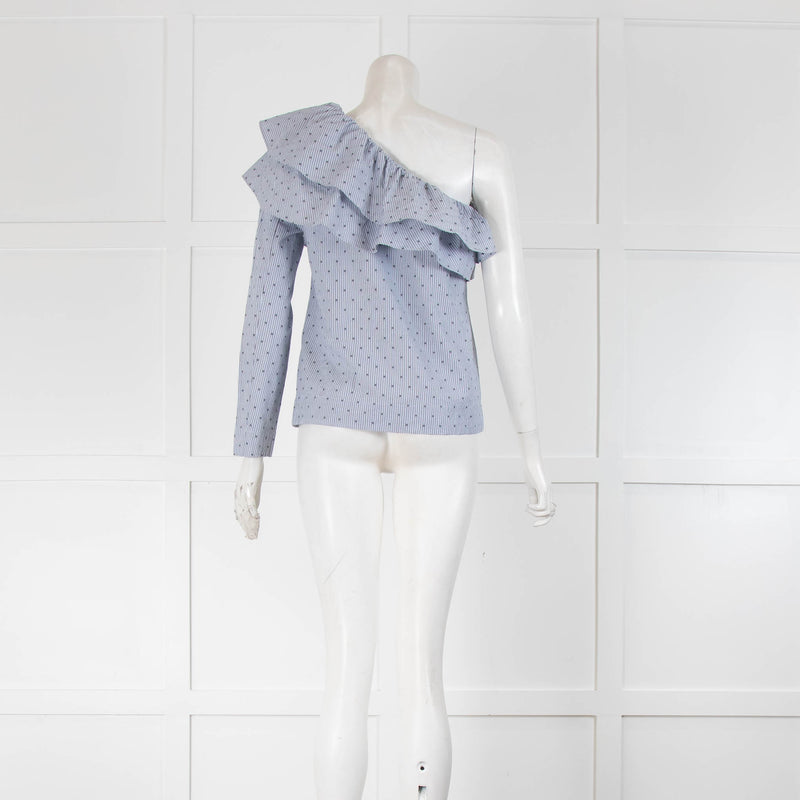 Maje Blue Striped One Sleeve Top