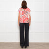 Marni White Cap Sleeve Shirt With Pink and Red Floral Print