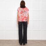 Marni White Cap Sleeve Shirt With Pink and Red Floral Print