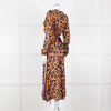 SFIZIO cramel Black Pink Multi Print V-Necked Dress