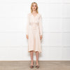 Ghost Midi Champagne Button Front Dress With Long Sleeves