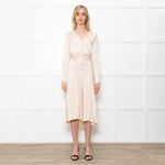 Ghost Midi Champagne Button Front Dress With Long Sleeves