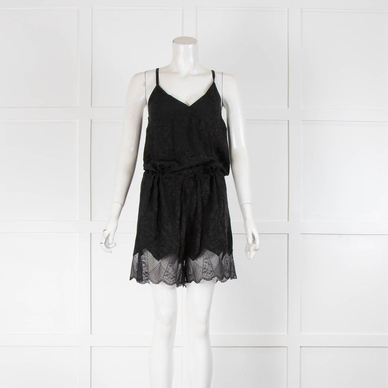 Zadig & Voltaire Black Silk Satin Playsuit
