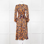 SFIZIO cramel Black Pink Multi Print V-Necked Dress