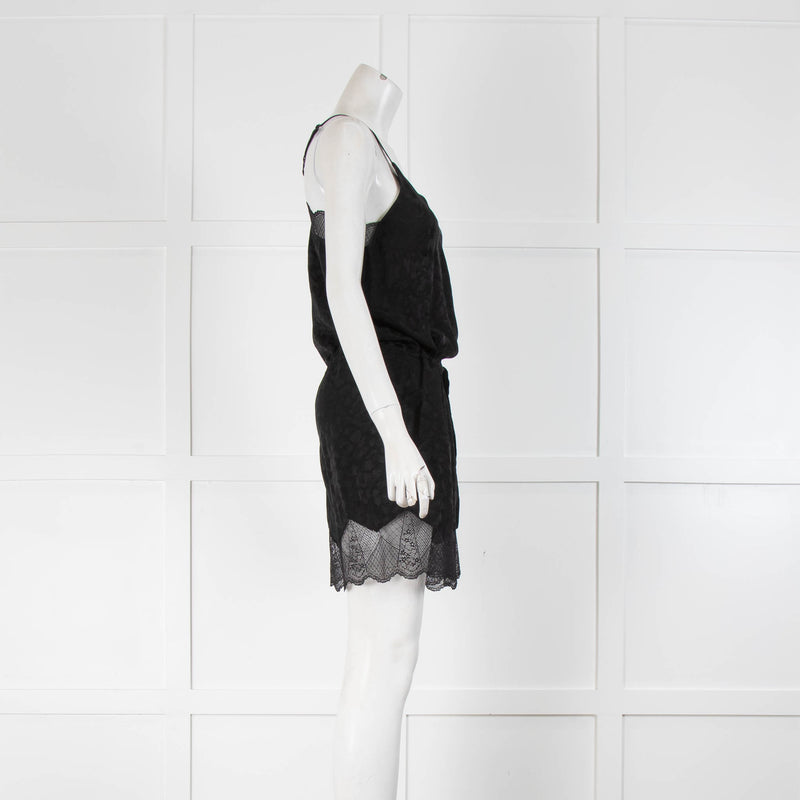 Zadig & Voltaire Black Silk Satin Playsuit