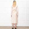 Ghost Midi Champagne Button Front Dress With Long Sleeves