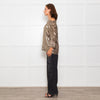 Wyse Silver Beige Lurex Elasticated Trim Top