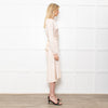 Ghost Midi Champagne Button Front Dress With Long Sleeves