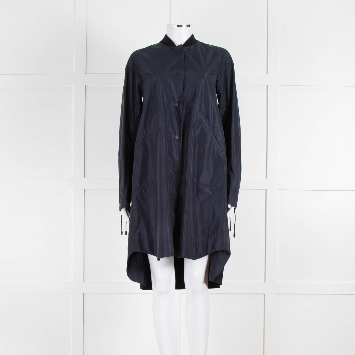Tim Coppens Navy Blue Black Pleated Panel Wind Coat