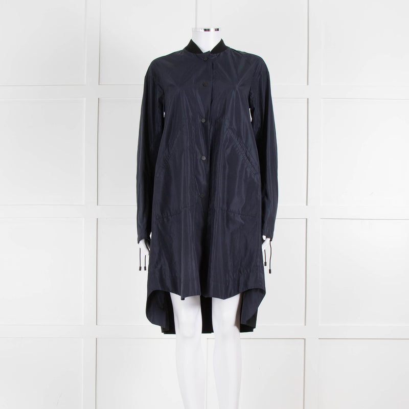 Tim Coppens Navy Blue Black Pleated Panel Wind Coat