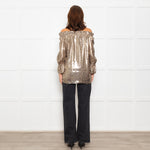 Wyse Silver Beige Lurex Elasticated Trim Top