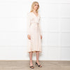 Ghost Midi Champagne Button Front Dress With Long Sleeves