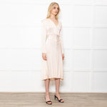 Ghost Midi Champagne Button Front Dress With Long Sleeves