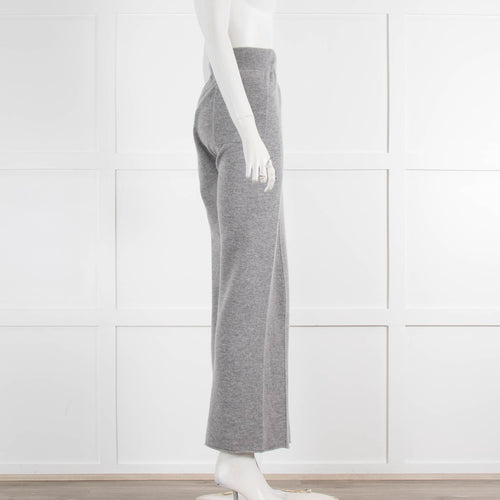 Allude Grey Cashmere Tie Waist Wide Leg Trousers