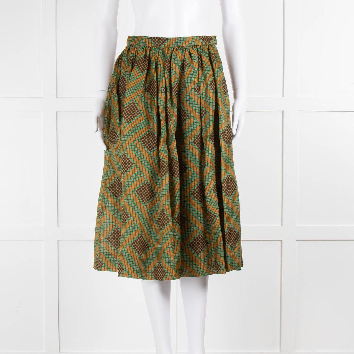 Jonathan Saunders Gold & Turquoise Circle Midi Skirt