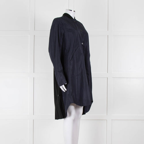 Tim Coppens Navy Blue Black Pleated Panel Wind Coat