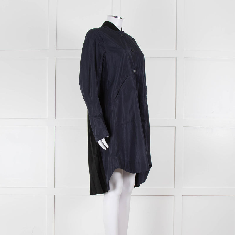 Tim Coppens Navy Blue Black Pleated Panel Wind Coat