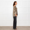 Wyse Silver Beige Lurex Elasticated Trim Top