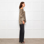 Wyse Silver Beige Lurex Elasticated Trim Top