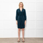 Sessun Green Rayon Dress With Front Knot And Long Sleeves