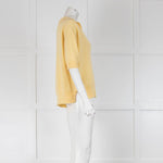 White + Warren Yellow Short Sleeve and Collar Jumper