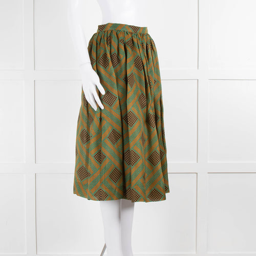 Jonathan Saunders Gold & Turquoise Circle Midi Skirt