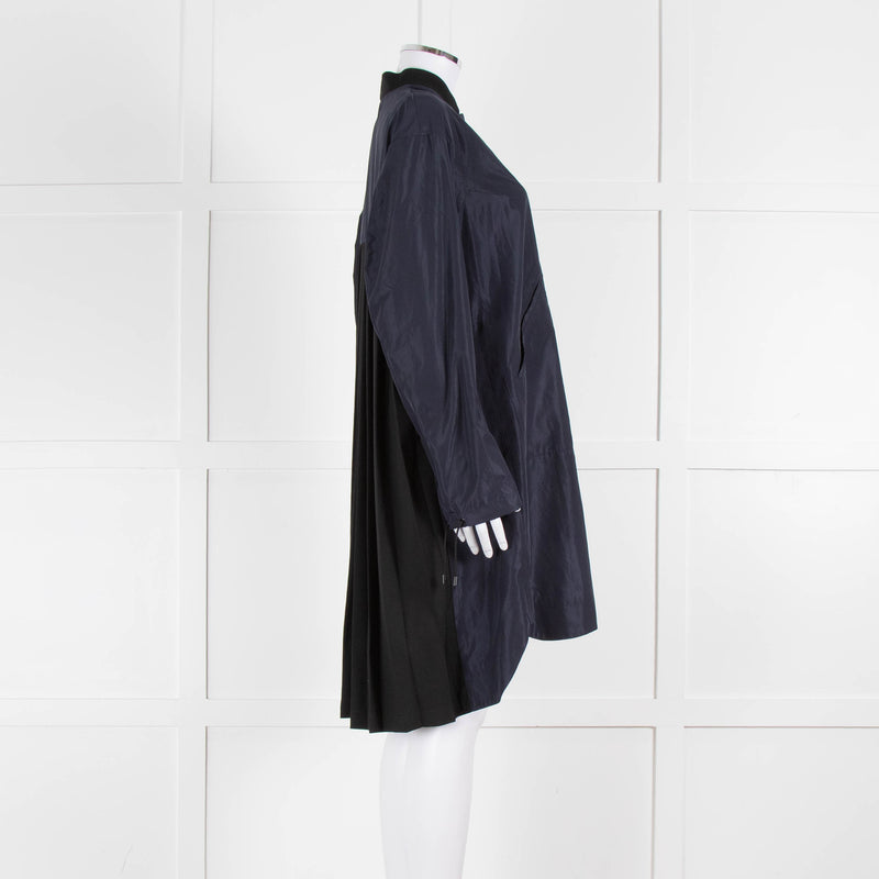 Tim Coppens Navy Blue Black Pleated Panel Wind Coat