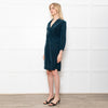 Sessun Green Rayon Dress With Front Knot And Long Sleeves