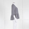 Claudie Pierlot White Navy Striped Peplum T-Shirt