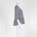 Claudie Pierlot White Navy Striped Peplum T-Shirt