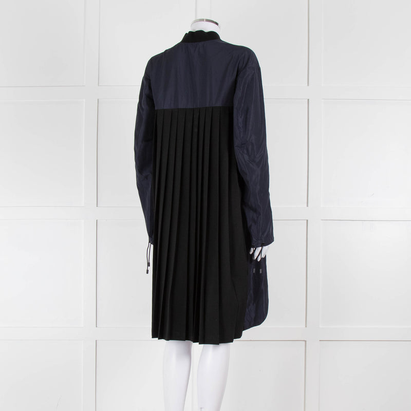 Tim Coppens Navy Blue Black Pleated Panel Wind Coat