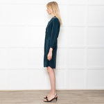 Sessun Green Rayon Dress With Front Knot And Long Sleeves