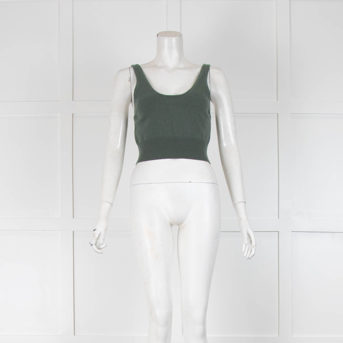 White + Warren Deep Sage Cashmere Crop Top