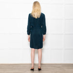 Sessun Green Rayon Dress With Front Knot And Long Sleeves