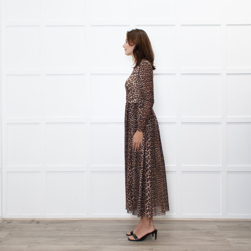 Ganni Leopard Mesh Maxi Dress