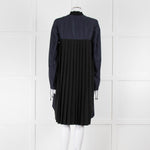 Tim Coppens Navy Blue Black Pleated Panel Wind Coat