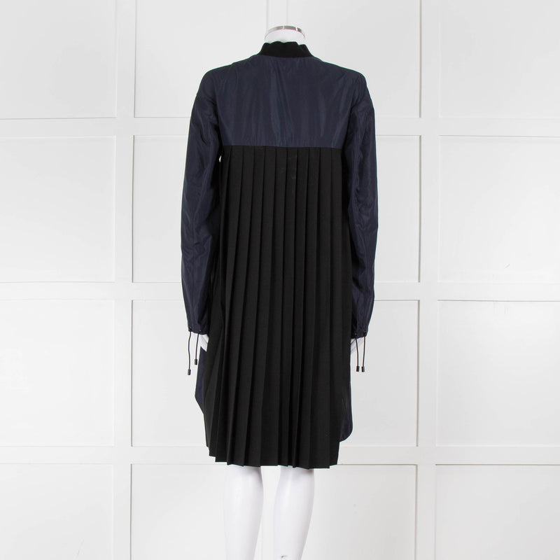Tim Coppens Navy Blue Black Pleated Panel Wind Coat