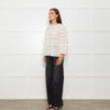 Wyse Cream Lace Trim Cotton Long Sleeve Top