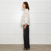 Wyse Cream Lace Trim Cotton Long Sleeve Top