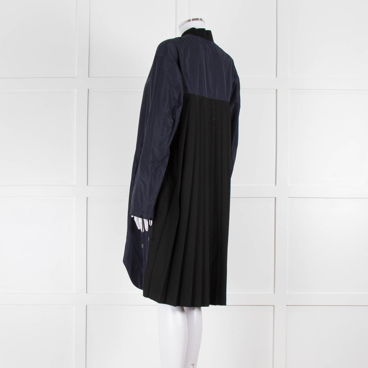 Tim Coppens Navy Blue Black Pleated Panel Wind Coat