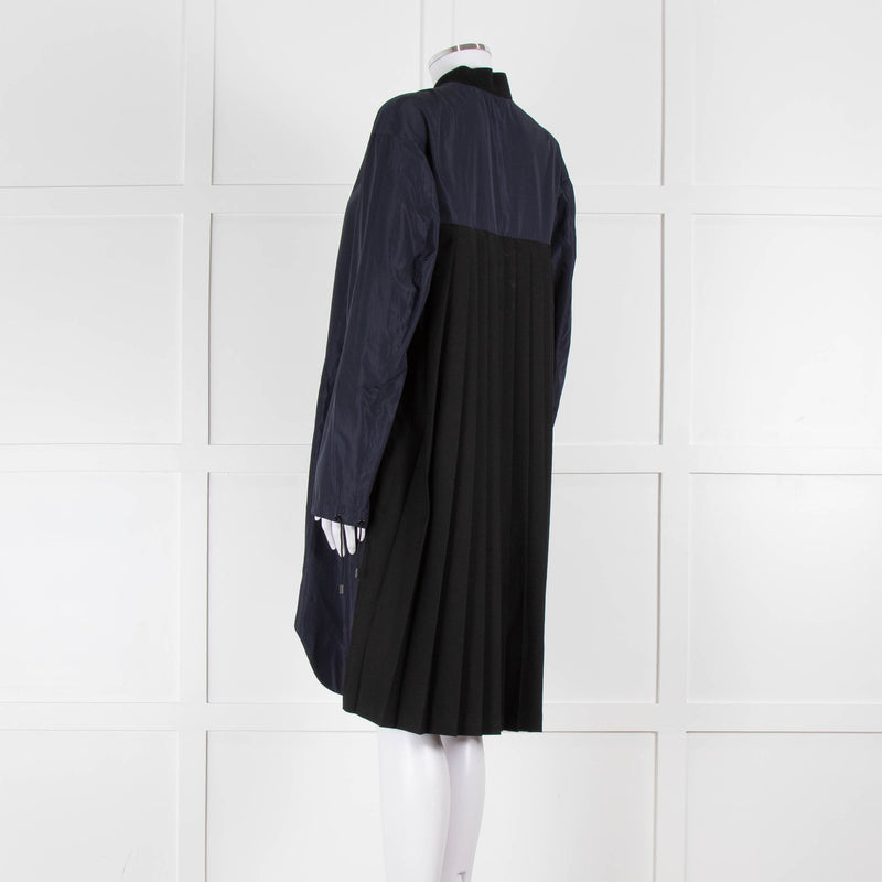 Tim Coppens Navy Blue Black Pleated Panel Wind Coat