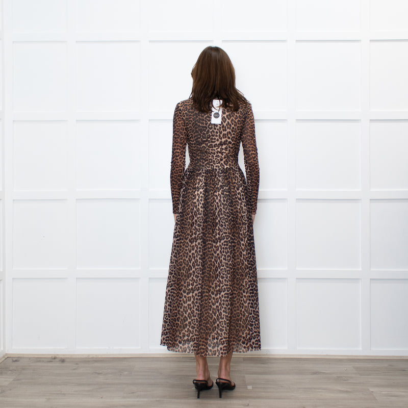 Ganni Leopard Mesh Maxi Dress