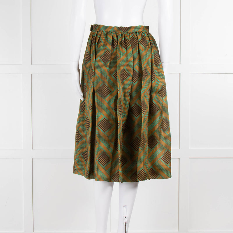 Jonathan Saunders Gold & Turquoise Circle Midi Skirt
