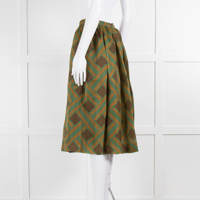 Jonathan Saunders Gold & Turquoise Circle Midi Skirt