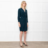 Sessun Green Rayon Dress With Front Knot And Long Sleeves