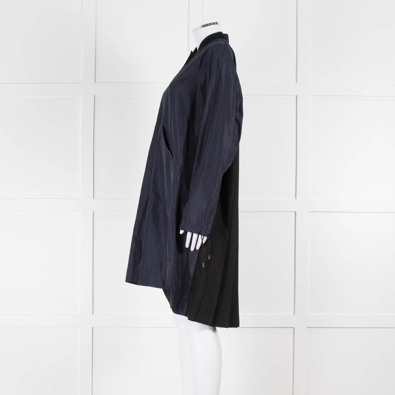 Tim Coppens Navy Blue Black Pleated Panel Wind Coat