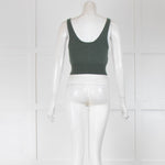 White + Warren Deep Sage Cashmere Crop Top